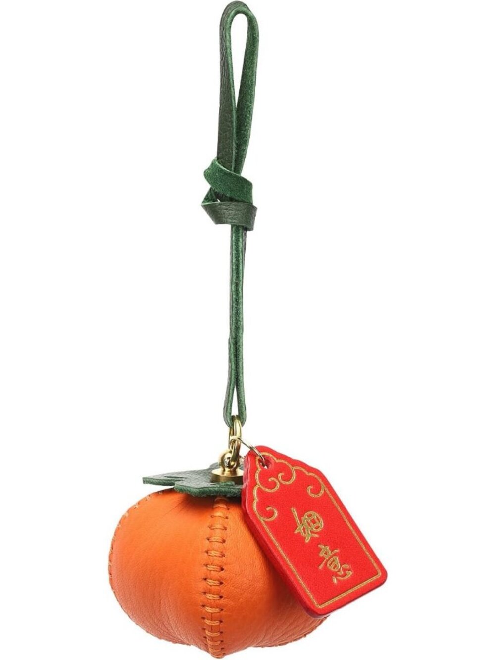 Handmade Leather Bag Charm Keychain - Persimmon Pendant for Handbags & Gifts